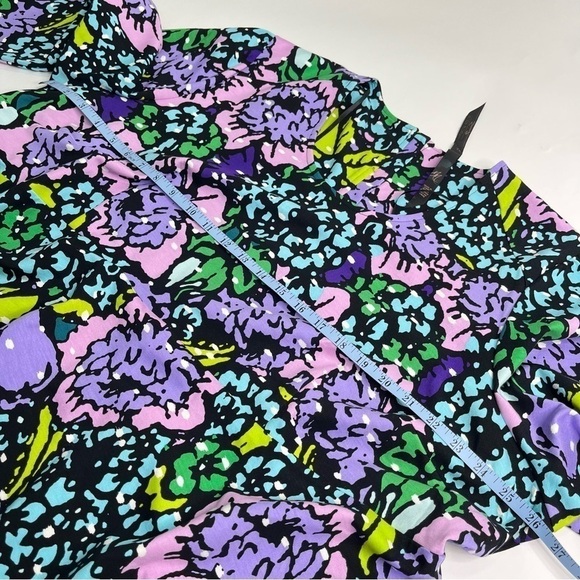 NEW Melissa McCarthy Seven7 Purple & Teal Floral Preppy Flirty Peplum Flare Top - Picture 11 of 12